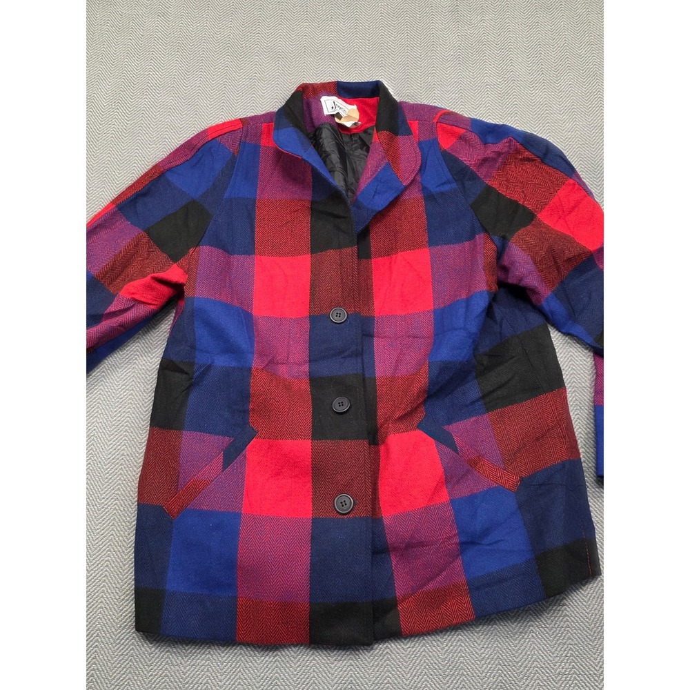 Joyce Sportswear‎ Vintage Buffalo Plaid Herringbone Jacket Red Blue Black 13-14
